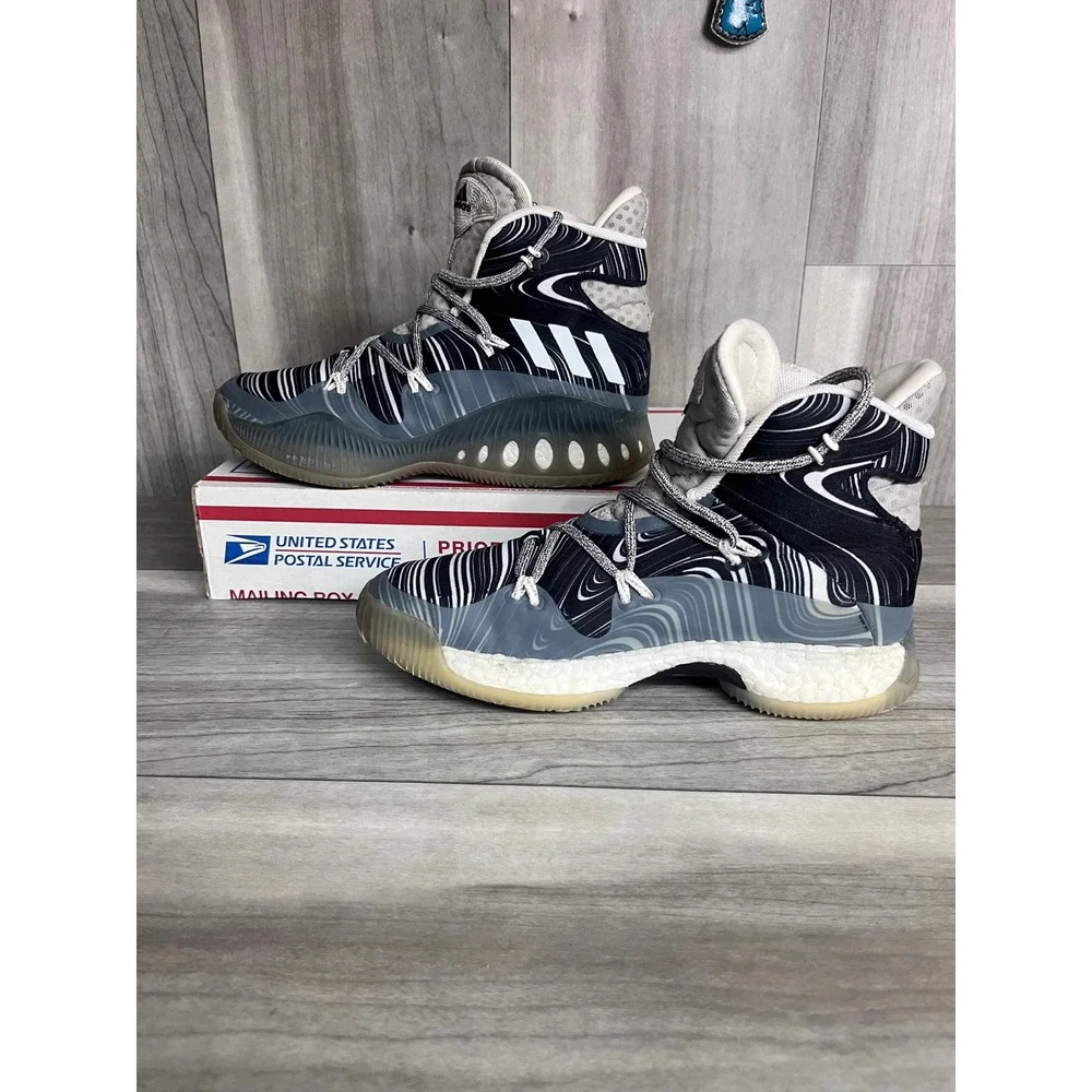 Adidas Crazy‎ Explosive Kids Size 5 Black White High Top Basketball AQ7748